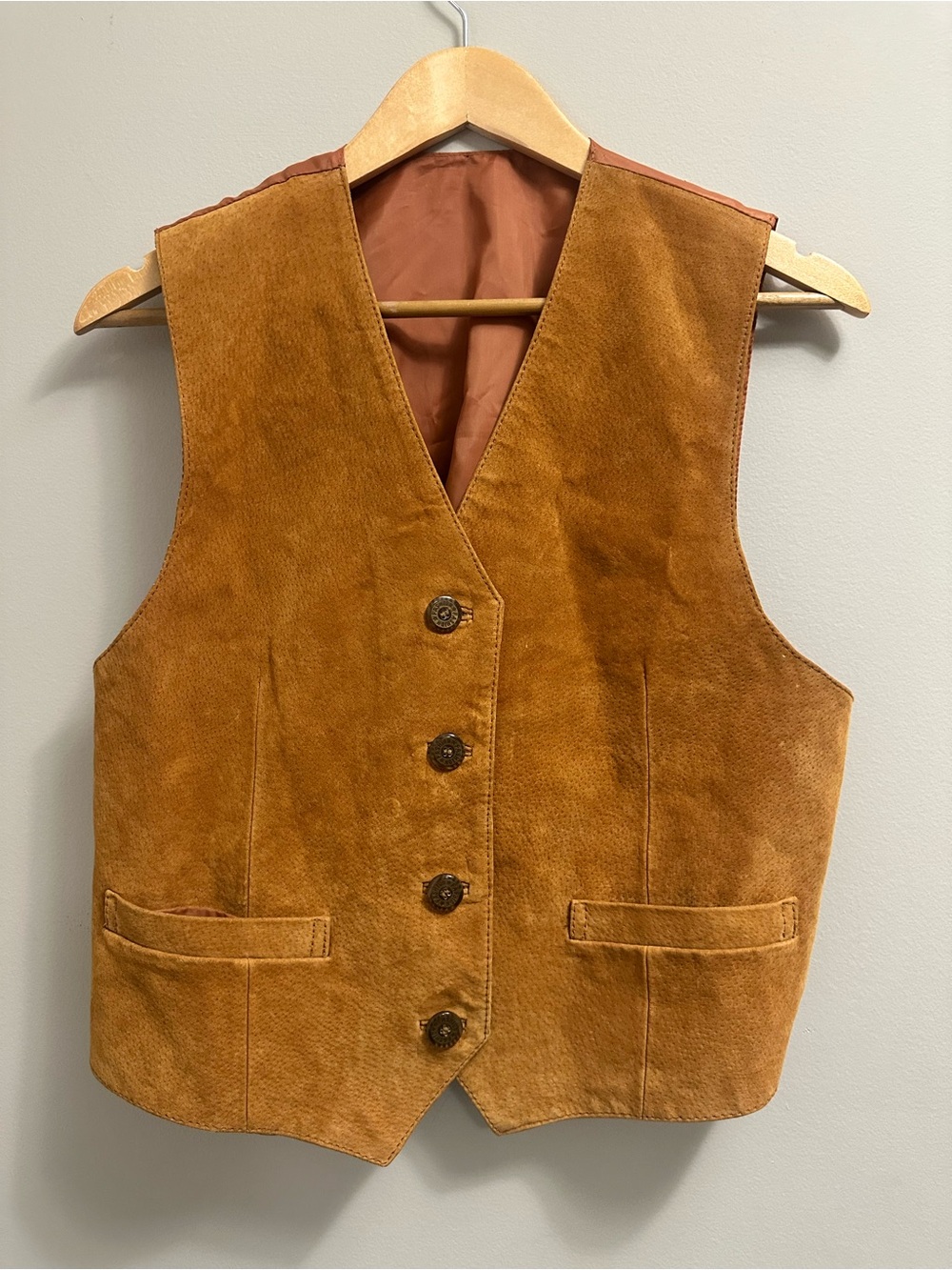 Vintage Suede Button Front Vest